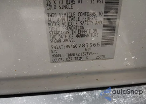 2016 Nissan Rogue Sl из США, поврежденный, VIN 5N1AT2MV4GC783566